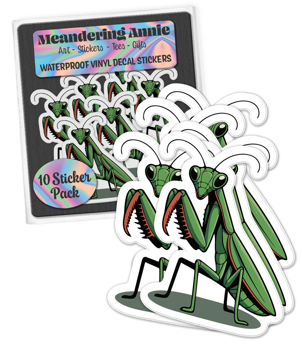 Small 2" Praying Mantis Sticker Bundle - Bugs Insects Decal Stickers Mantises Insect Bug Waterproof Outdoor
