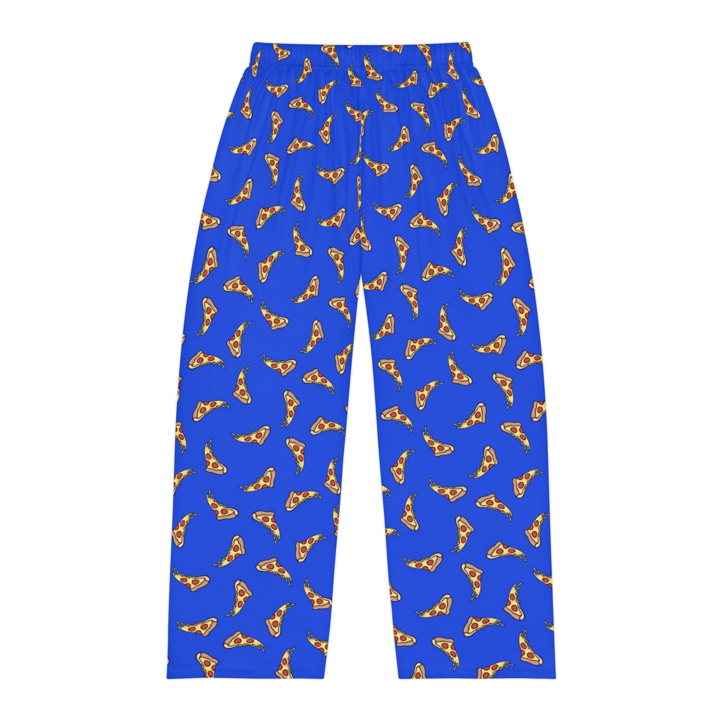 Pepperoni Pizza Slice Pattern Pajama Pants, Blue Cheese Pizzas Design PJ Bottoms, Loungewear Sleepwear, Fun Novelty Cheesy Pizza Slices
