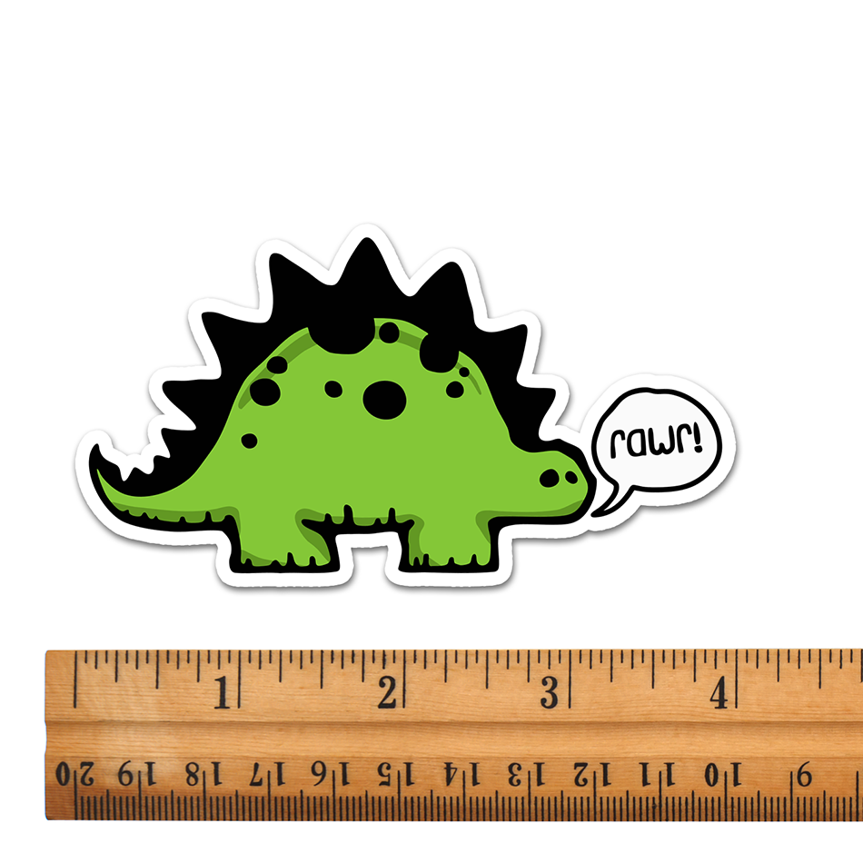 4" Rawr! Dinosaur Sticker - Dino Stegosaurus Funny Dinosaurs Vinyl Decal Stickers Waterproof Outdoor Decals