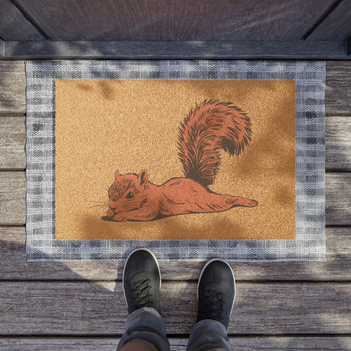 Just Chillin' Squirrel Splooting Welcome Mat Doormat - Sploot Squirrel Outdoor Coconut Fiber Rug