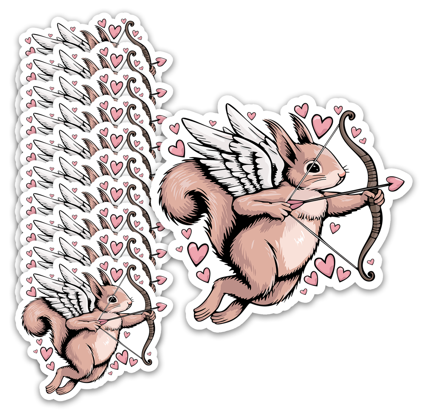 2" Cupid Squirrel Sticker - Waterproof, Fade-Resistant Decal Stickers Valentine's Day Love Hearts
