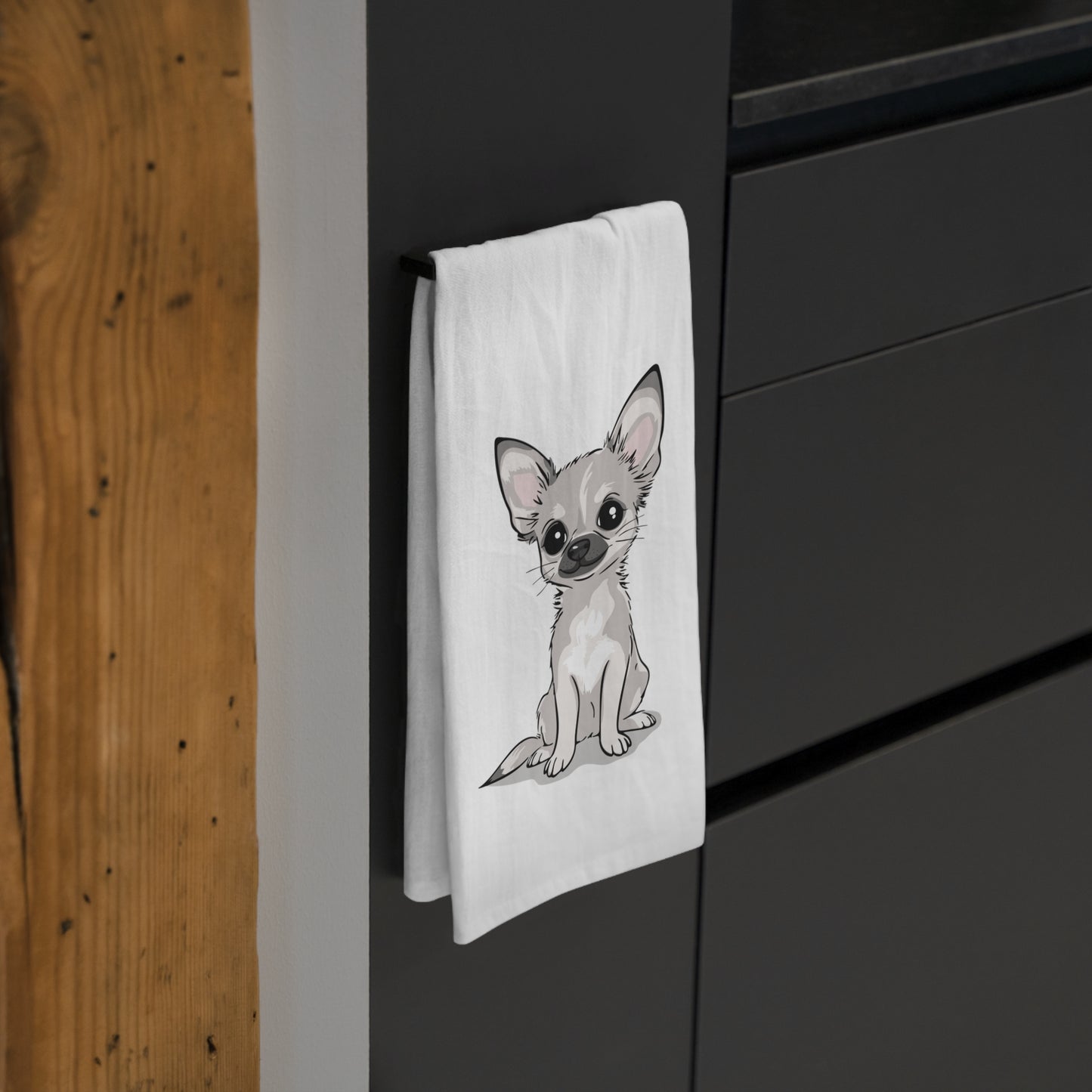 White Chihuahua Dog Kitchen Tea Towel, Chihuahuas Pet Owners Gift, Hand Dish Towels Home Decor