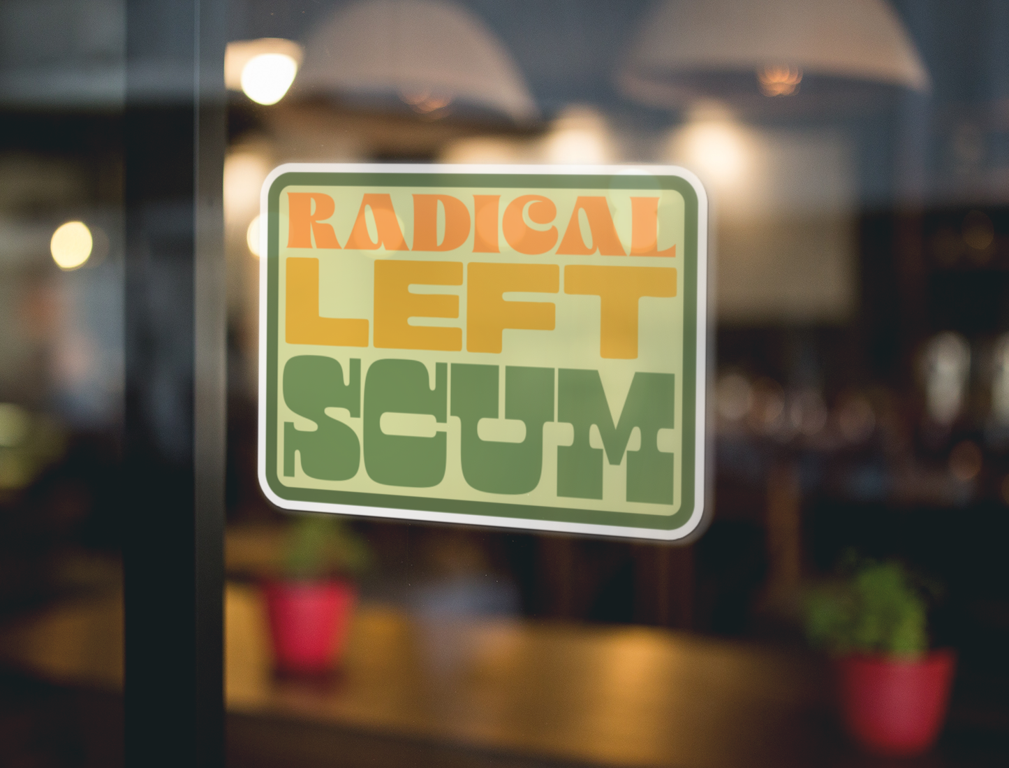 4" Radical Left Scum Sticker - Retro Vinyl Decal Stickers Waterproof Outdoor Car, Funny Leftist Political Humor Anti-Trump