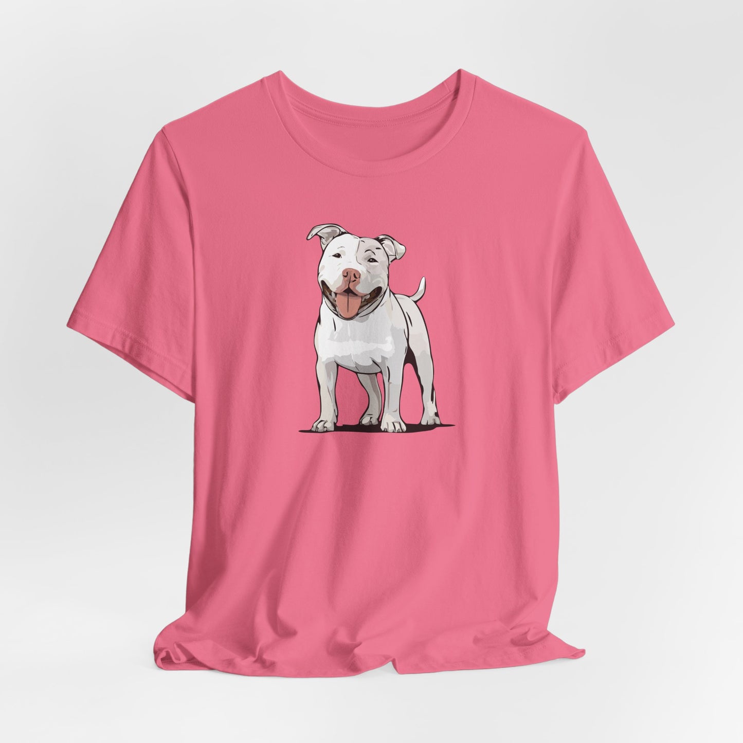 White American Pit Bull Terrier Dog T-shirt: Pitbull Puppy Dogs Unisex Short Sleeve Tee, Pet Owner Dog Mom Dad Shirt