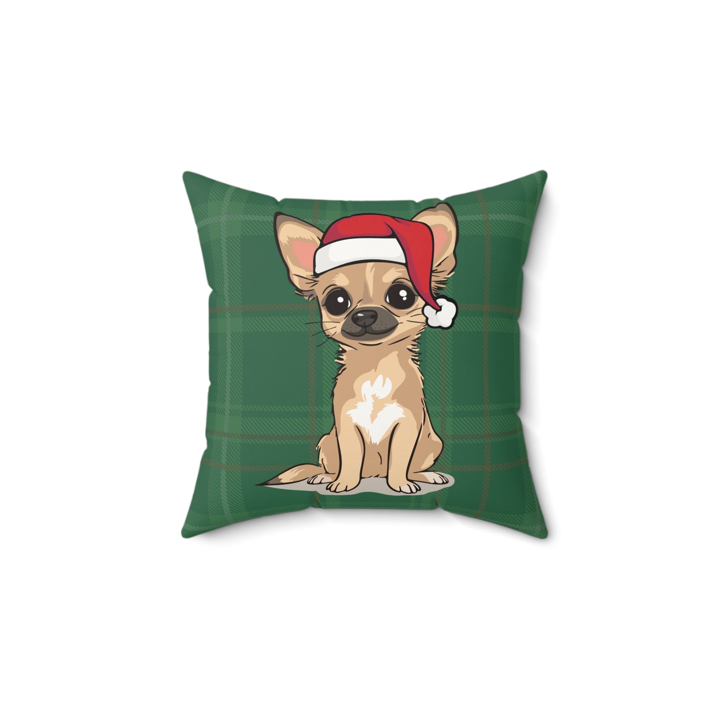 Christmas Dogs Throw Pillow, Chihuahua Dog Holiday Home Decor, Faux Suede Plaid Cushion Pillows, Xmas Decorations