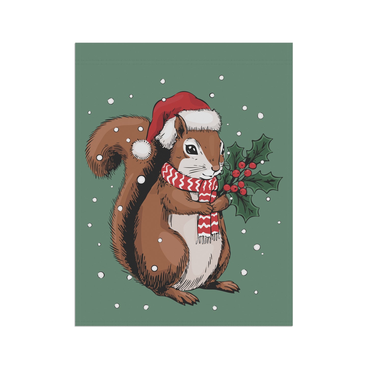 Santa Squirrel Garden Flag, Christmas Decor Yard Banner, Holiday Decorations, Xmas Squirrels Outdoor Flags