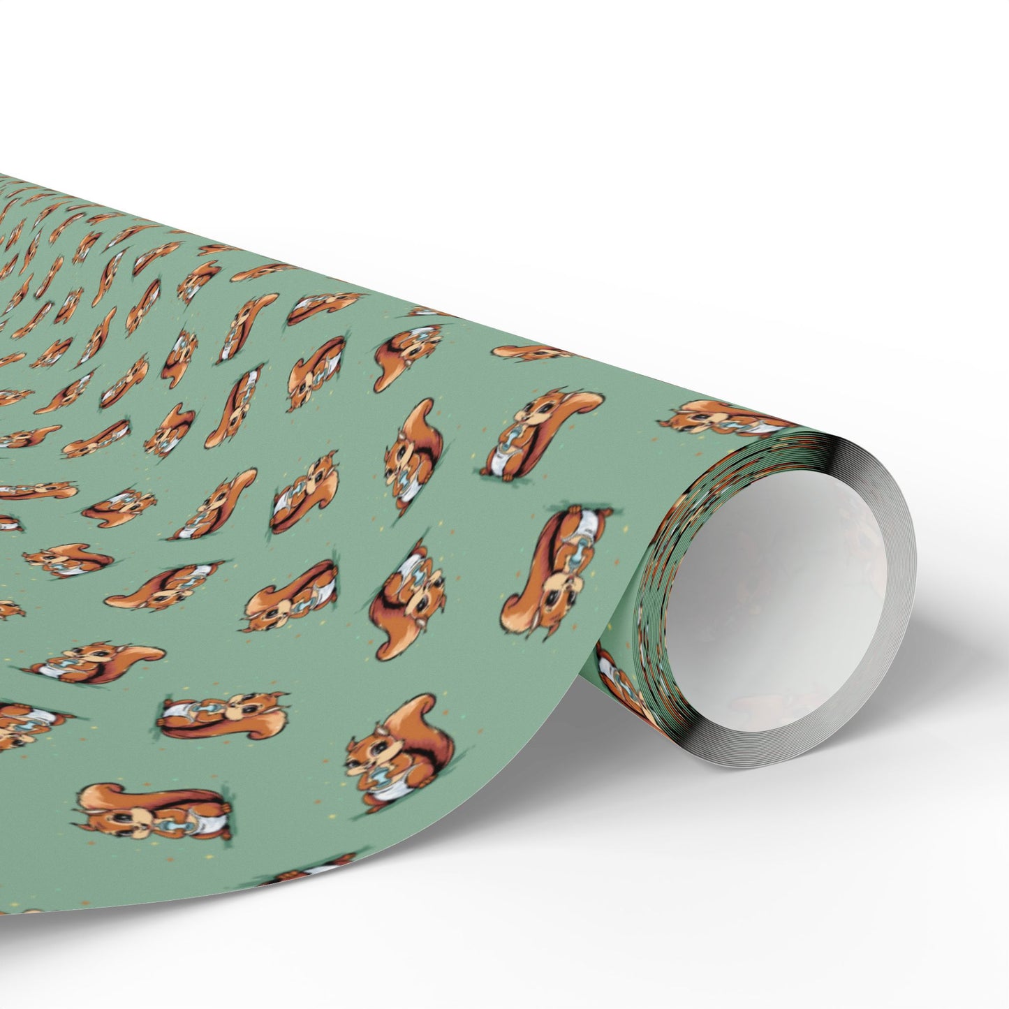 New Baby Squirrel Gift Wrap, Wrapping Paper for Baby Shower Gifts with Squirrels Design Boys Girls Gender Neutral Green Animal Print