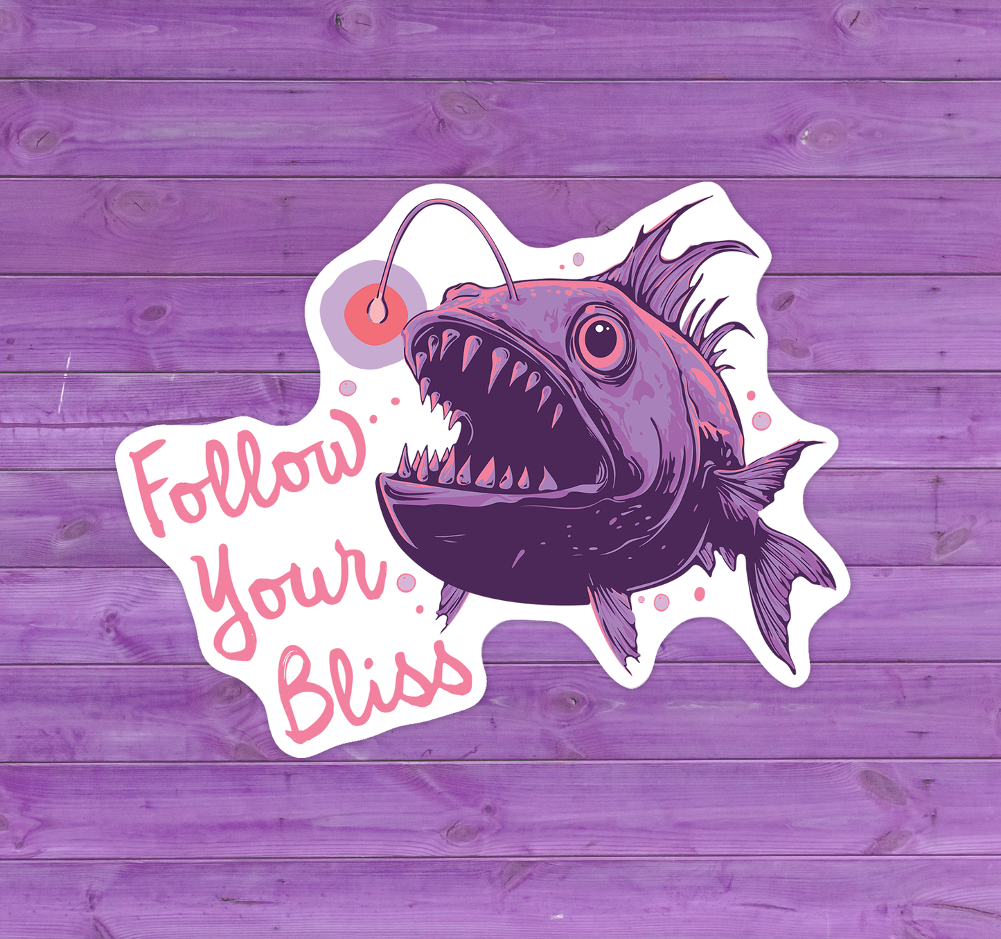 Follow Your Bliss Anglerfish Sticker - Deep Sea Angler Fish Decal Stickers