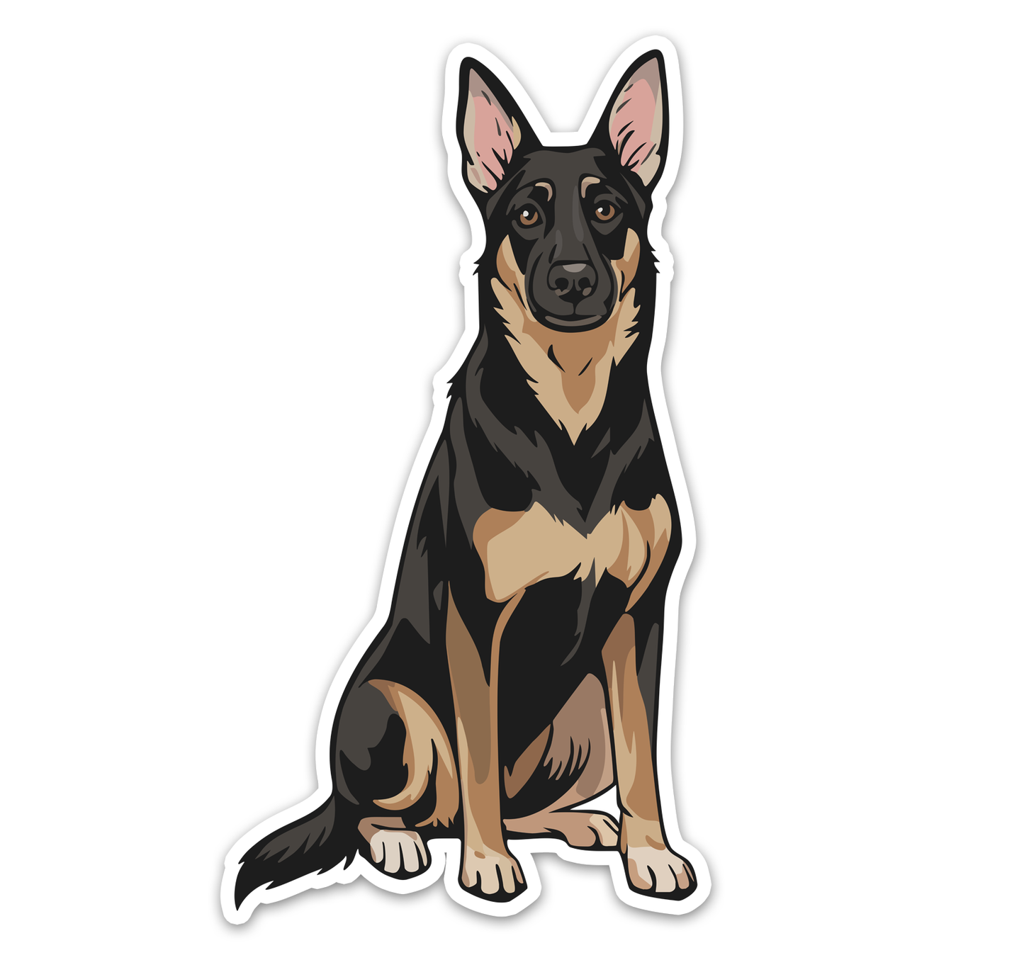 Buddy German Shepherd Dog Sticker - Vinyl Decal Stickers Black Brown Puppy Dogs Design Waterproof Cute Pup Pet Decals