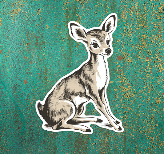 Deer Forest Animal Sticker - 3" Little Doe Woodland Animals Vinyl Stickers Waterproof Cute Foxes Decal Stickers, Nature Lover Gifts