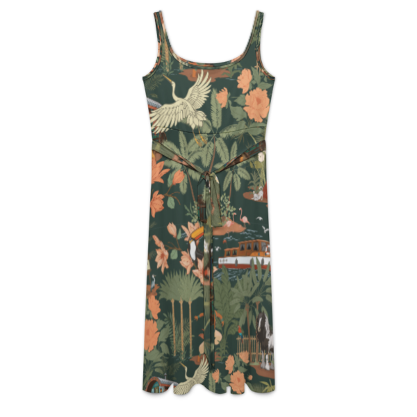 Tropical Nomad Jungle Floral Print Women's Tie Waist Sleeveless