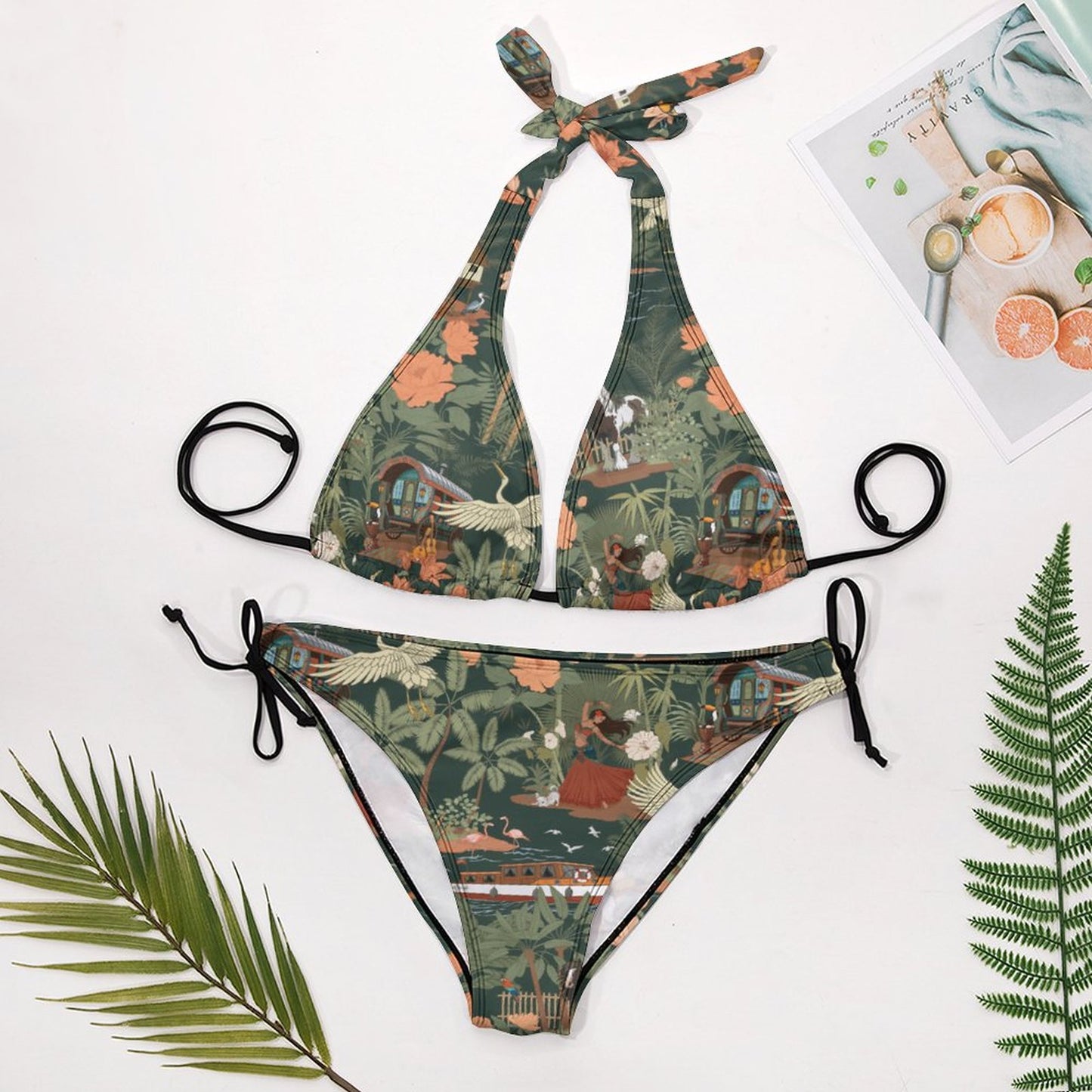 Tropical Nomad Bikini - Women's Two Piece Halter Swimsuit Floral Island Print