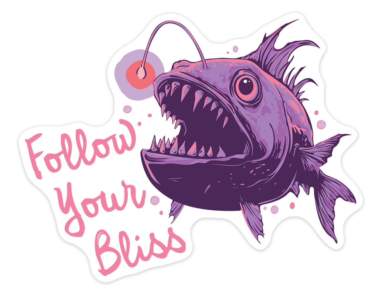 Follow Your Bliss Anglerfish Sticker - Deep Sea Angler Fish Decal Stickers