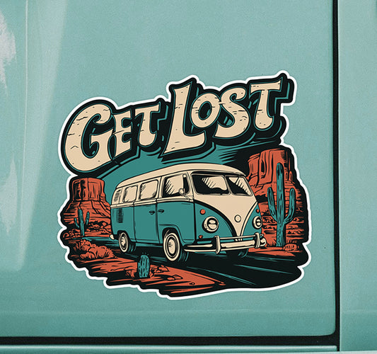 3.5" Get Lost Vanlife Roadtrip Sticker - Waterproof Nomad Vintage Van Decal Stickers
