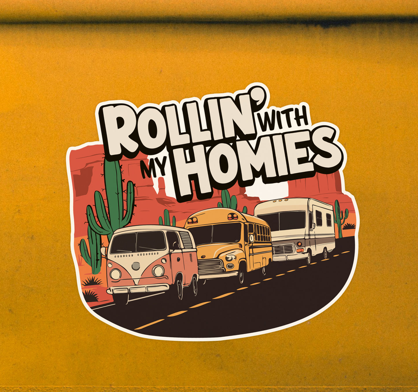 3.5" Rollin' With My Homies Van RV Caravan Sticker - Waterproof, Fade-Resistant Vanlife Nomad Retro Camper Decal Stickers