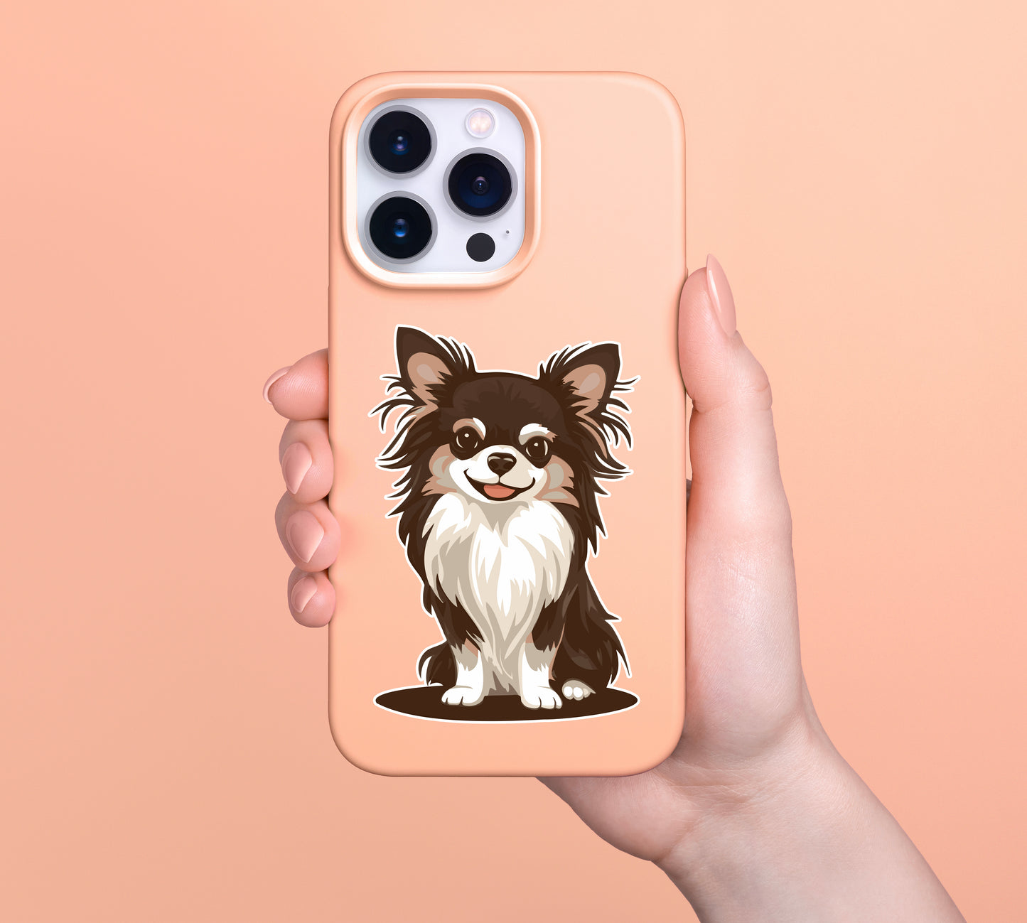 3.5" Long Haired Chihuahua Puppy Dog Sticker - Waterproof, Fade-Resistant Decal Stickers