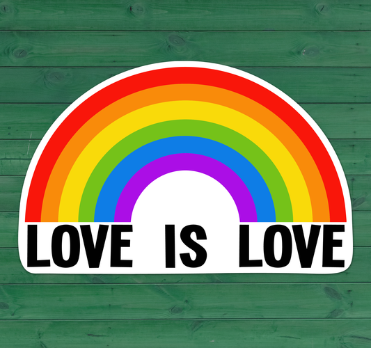 Love Is Love Rainbow Vinyl Sticker - 3" Pride Month Rainbows LGBTQIA+ Decals for Equal Rights, Activism, Ally Waterproof Outdoor Stickers