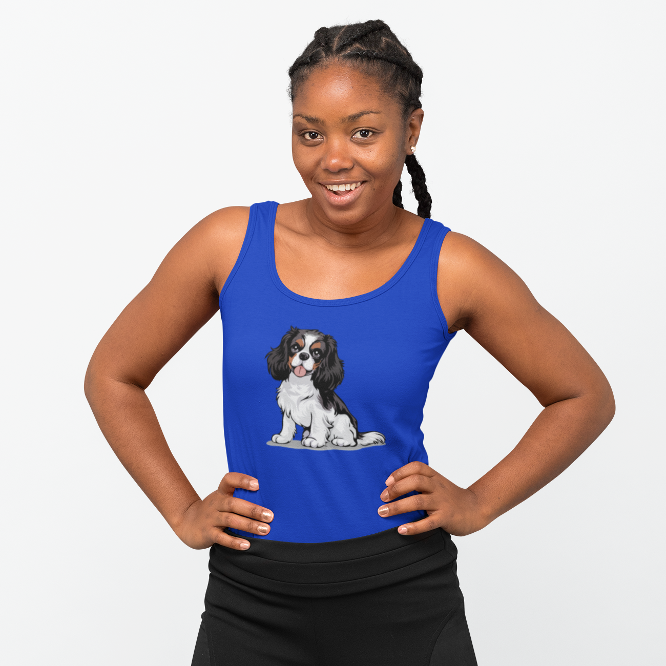 Charlie Cavalier King Charles Spaniel Dog Women's Racerback Tank Top with Pet Dog Cavalier Puppy Print