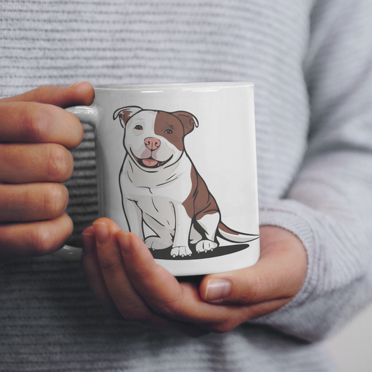 Ollie Dog Ceramic Mug 11oz with Cute Pit Bull Dog Pet Design