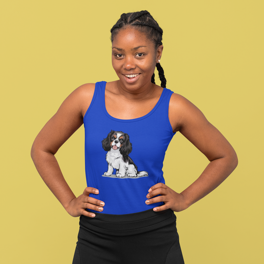 Charlie Cavalier King Charles Spaniel Dog Women's Racerback Tank Top with Pet Dog Cavalier Puppy Print