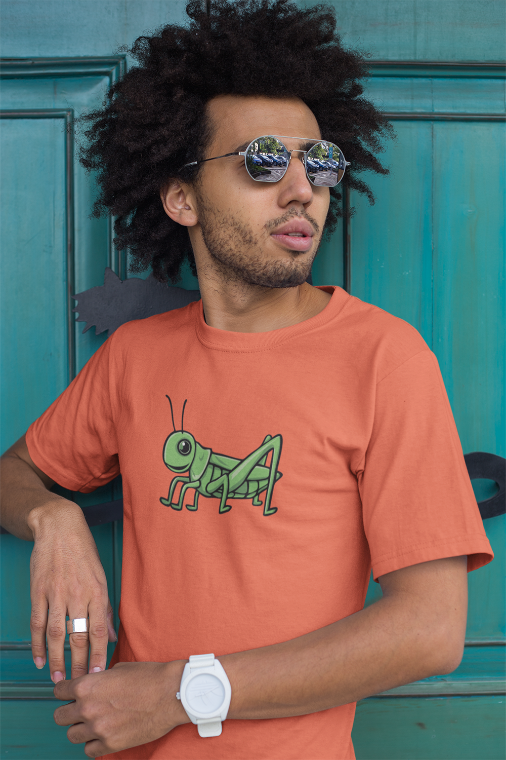 Grasshopper T-shirt Unisex Garment-Dyed Tee with Grass Hopper Bug Insect Print Mens Womens Tshirt