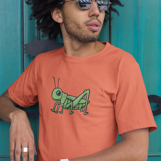 Grasshopper T-shirt Unisex Garment-Dyed Tee with Grass Hopper Bug Insect Print Mens Womens Tshirt