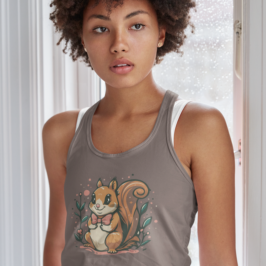 Woodland Squirrel Ladies Tank Top Women's Ideal Racerback Tank