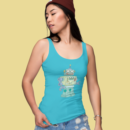 Robot Women's Racerback Tank with Fun Robots Design