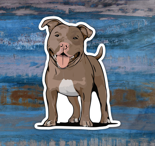 Pit Bull Terrier Dog Sticker - 3.5" Pitbull Vinyl Decal Stickers Brown Puppy Dogs Design Waterproof Cute Pittie Pup Pet Decals, Suitcase Car