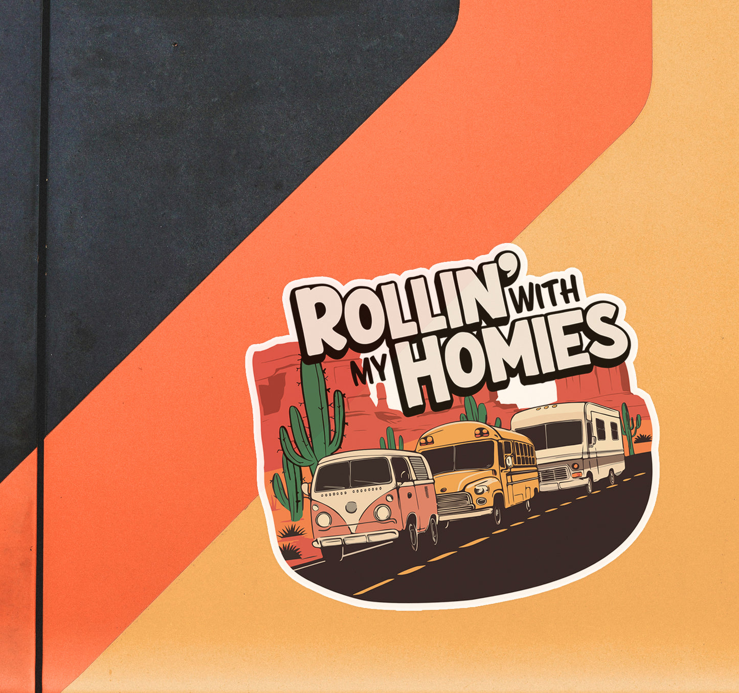3.5" Rollin' With My Homies Van RV Caravan Sticker - Waterproof, Fade-Resistant Vanlife Nomad Retro Camper Decal Stickers