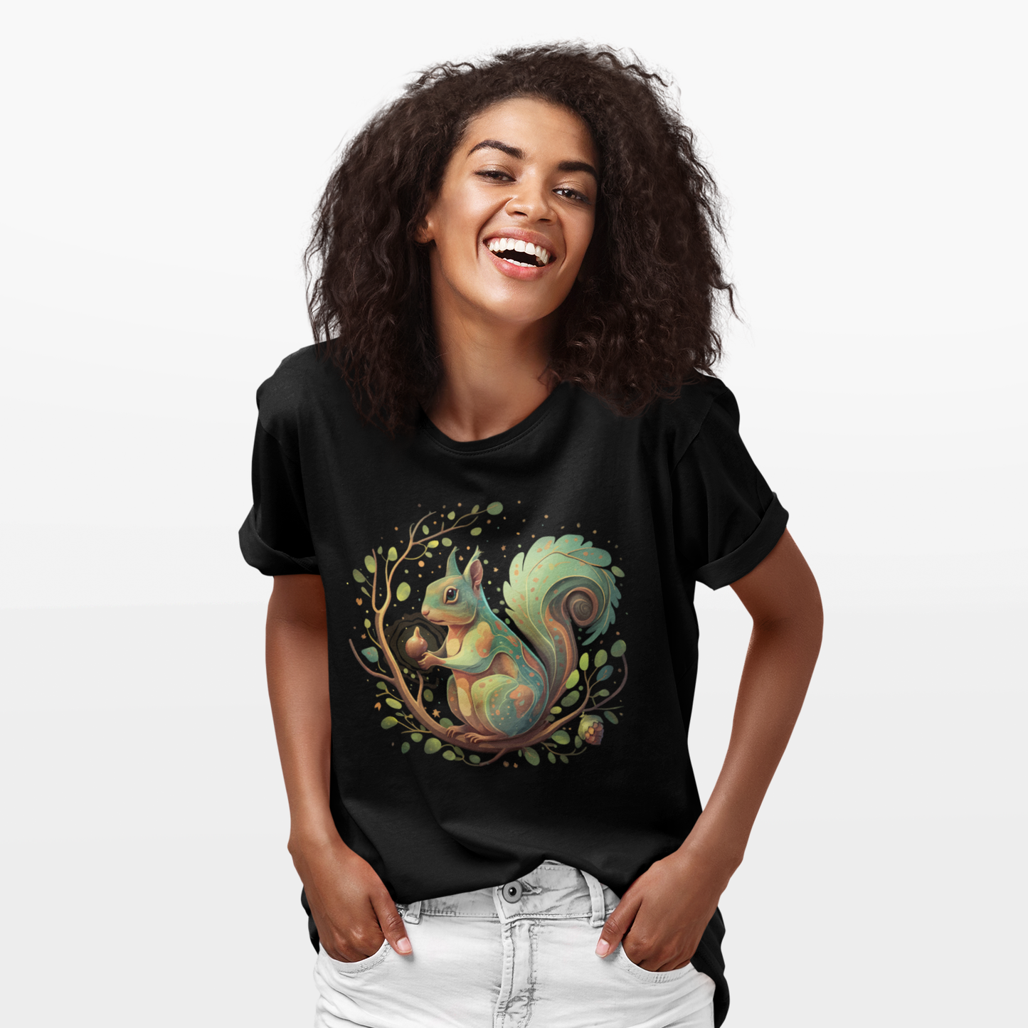 Magical Forest Squirrel Soft T-shirt Unisex Softstyle Tee Womens Mens Shirts