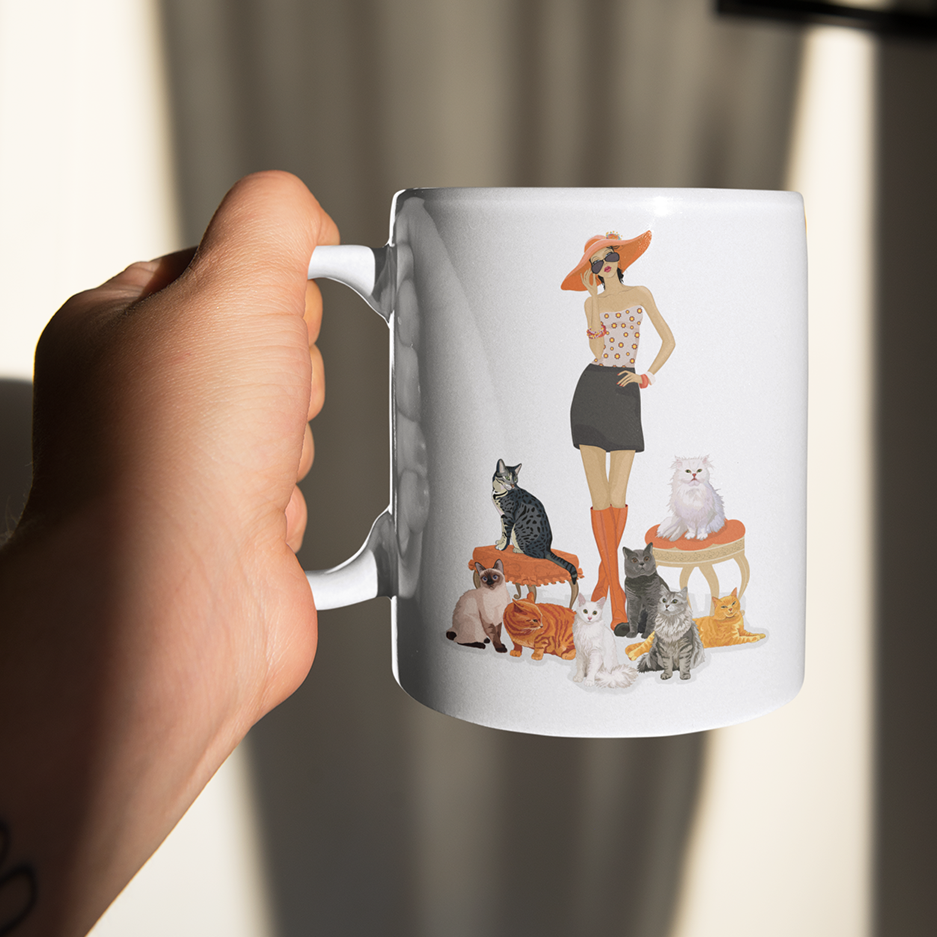 Childless Cat Lady Ceramic Coffee Tea Mug 11oz - Gifts for Childfree Crazy Cat Ladies