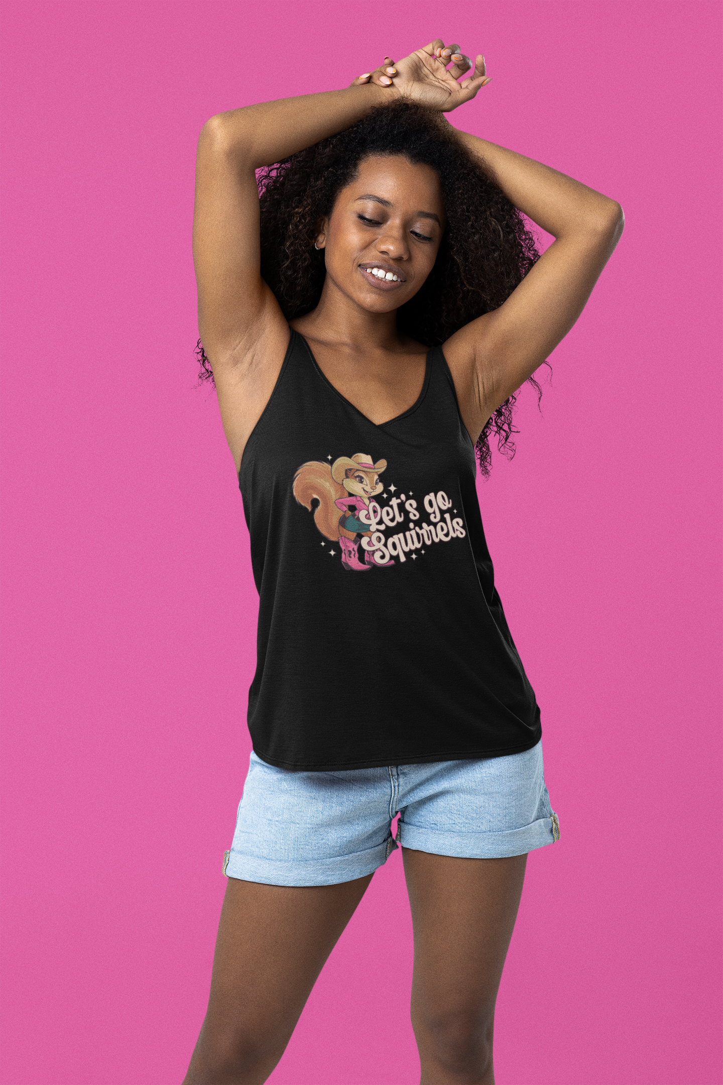 Let's Go Squirrels Ladies Racerback Tank Top - Women's Tank Top with Fun Squirrel Print