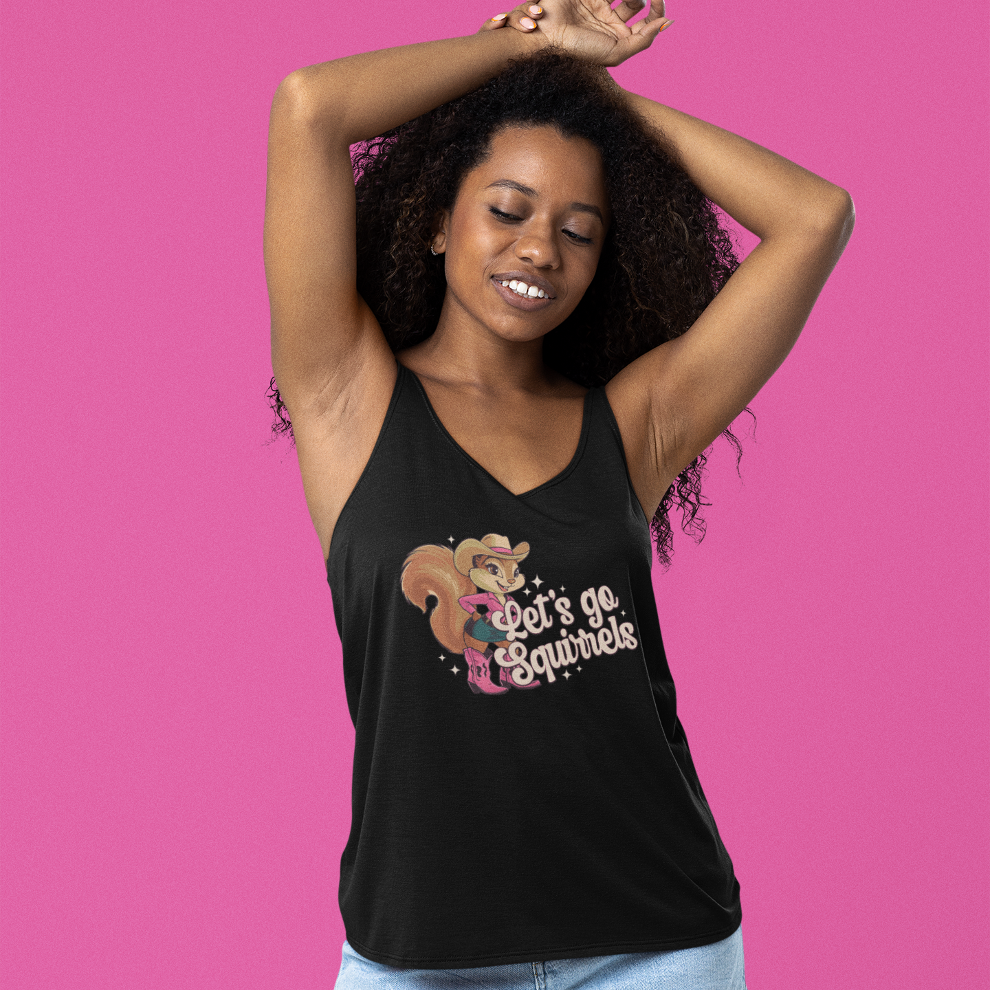 Let's Go Squirrels Ladies Racerback Tank Top - Women's Tank Top with Fun Squirrel Print