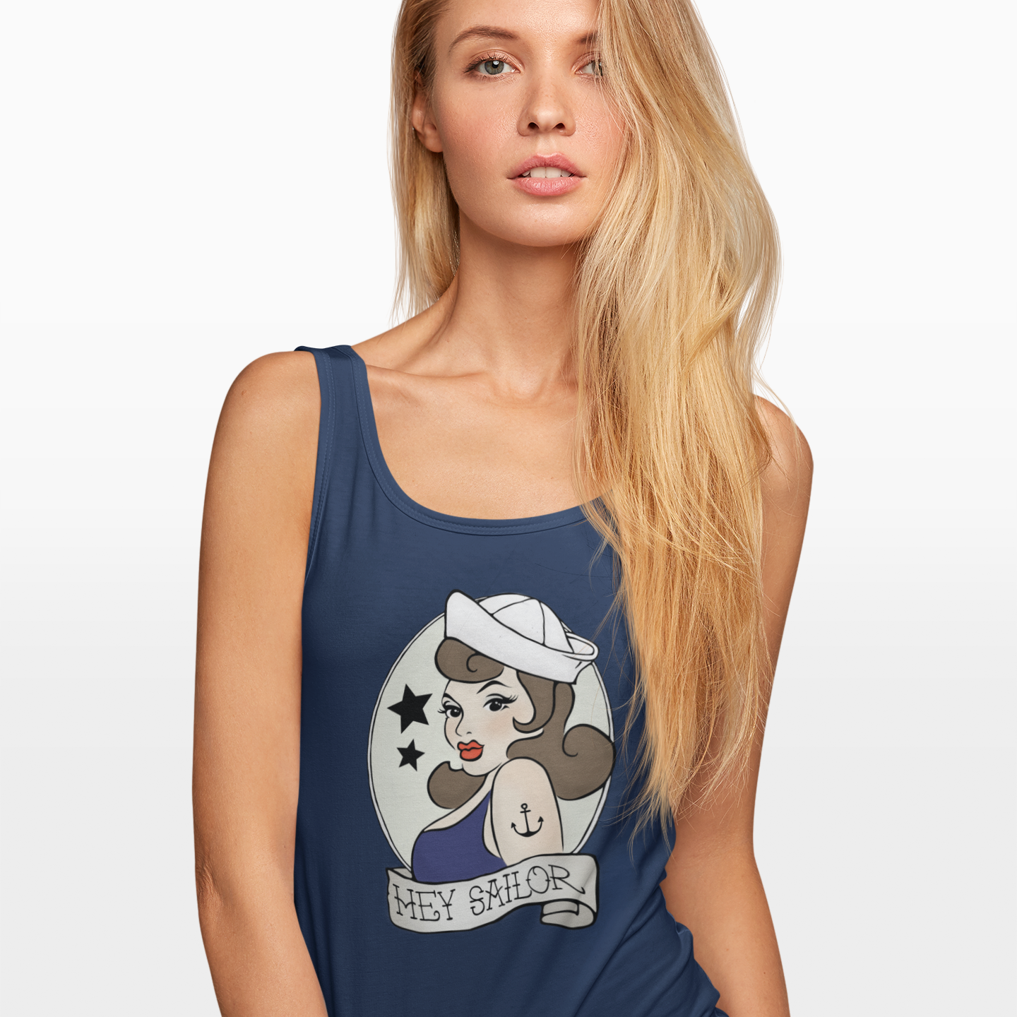 Hey Sailor Nautical Pinup Tattoo Tank Top Women's Ideal Racerback Tank