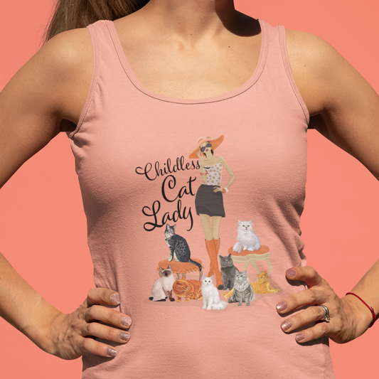 Childless Cat Lady Women's Racerback Tank Top -  Crazy Cat Ladies Cat Mom Tank Top