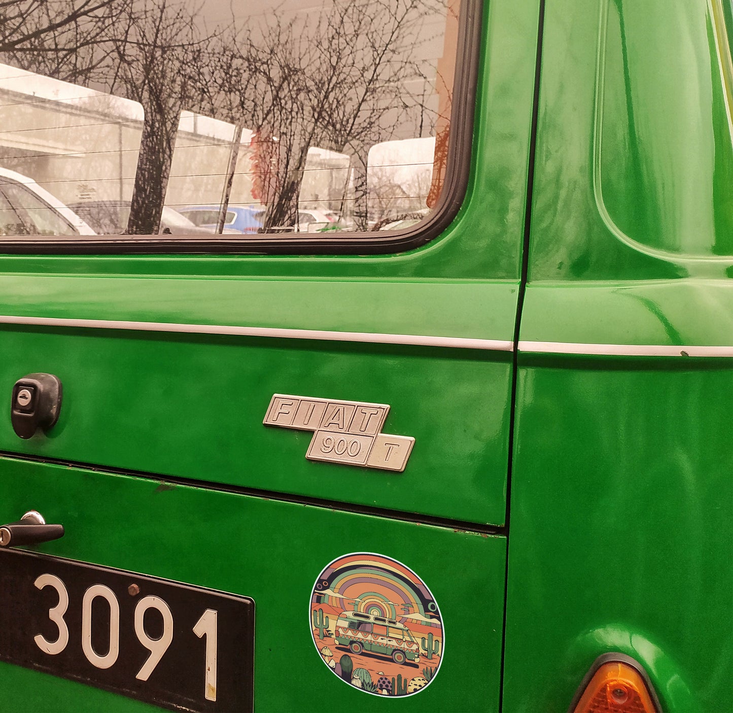 3.5" Roadtrippin' In The Desert Sticker - Vanlife Retro Van Travel Psychedelic Trippy Nomad Decal Stickers